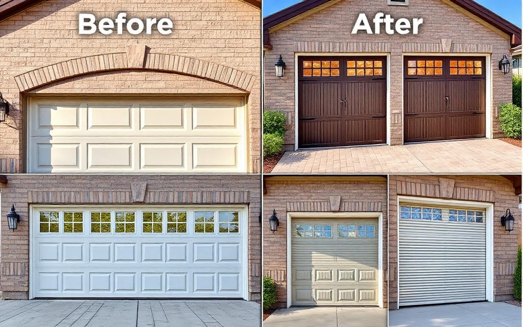 Before and after garage door installations by Wilmington Garage Doors